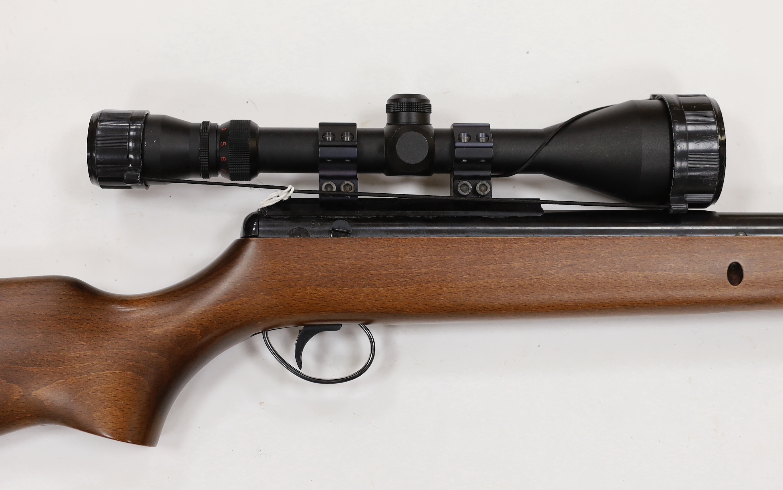 A BSA .22 break action air rifle, fitted with a Simmons sight, together with a wool lined case